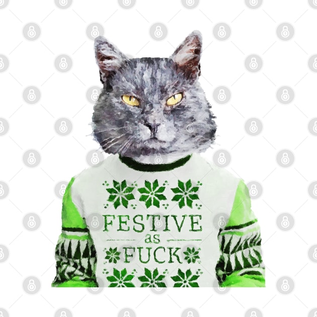 Cat in ugly sweater by DarkMaskedCats