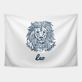 Leo Zodiac Horoscope Lion Faces with Flower Sign and Name Tapestry