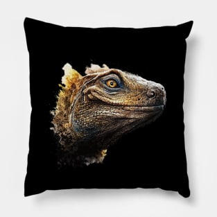 focus of scary brown komodo head Pillow