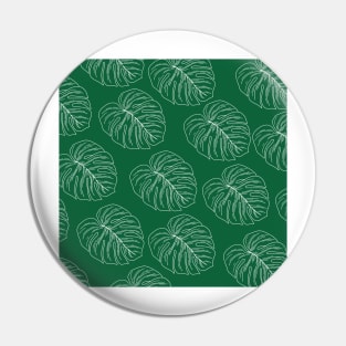 monstera tropical plant hawaii aloha print dark green and white Pin