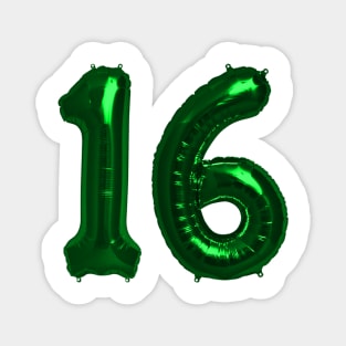 Bright Green 16th Birthday Metallic Helium Balloons Numbers Magnet