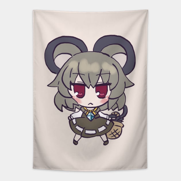 I draw chibi nazrin/nazurin with her mouse basket / touhou Tapestry by mudwizard