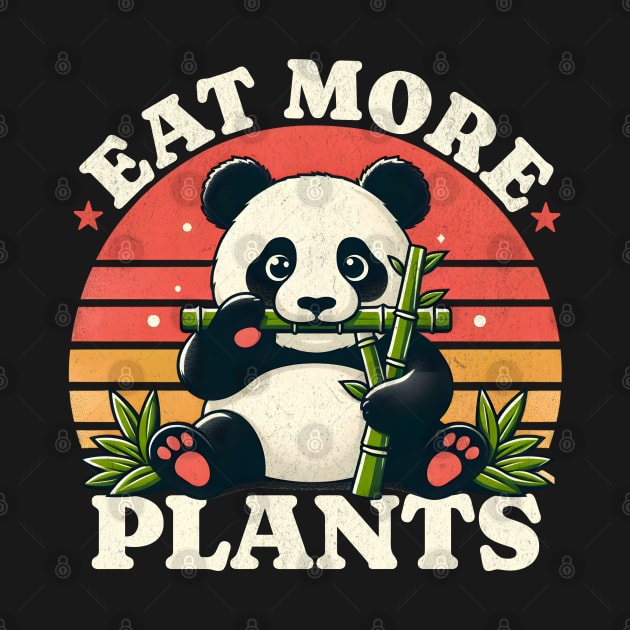 Eat More Plants Retro Panda by BeanStiks