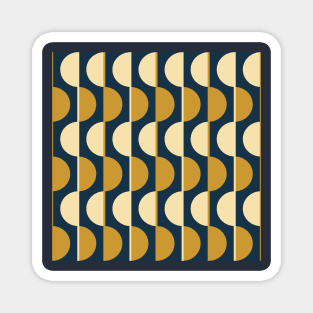 Gold and Navy Retro Half-Circles Magnet