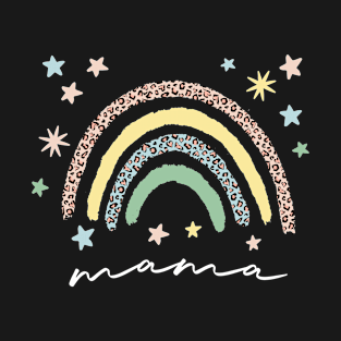 Mama Rainbow With Leopard Graphic Print T-Shirt
