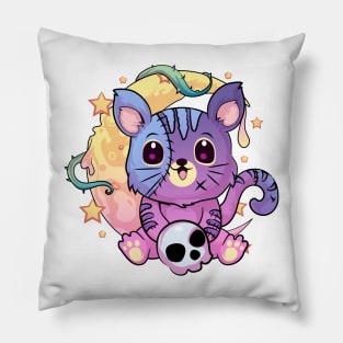 Pastel Goth Kawaii Cat Pillow