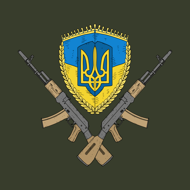 Ukrainian flag with AK47 rifles. by JJadx