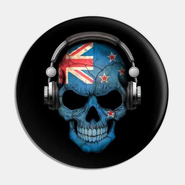 Dark Skull Deejay with New Zealand Flag Pin by jeffbartels