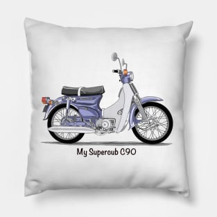 Drawing of Retro Motorcycle Honda Cub C90 Pillow