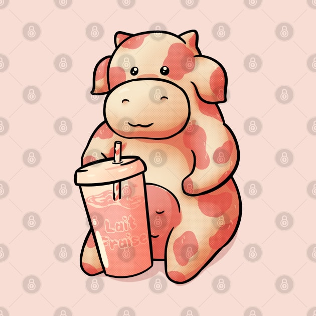 Strawberry Cow Having some Strawberry Milk by anycolordesigns