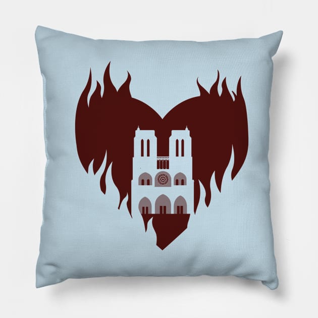 My heart is burning for Notre Dame Pillow by ArtInPi