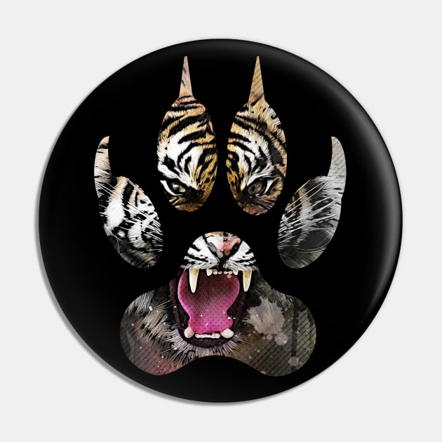 Angry Tiger Face Claw Pin by Kryptic