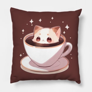 Cute Coffee Cat Cup Pillow