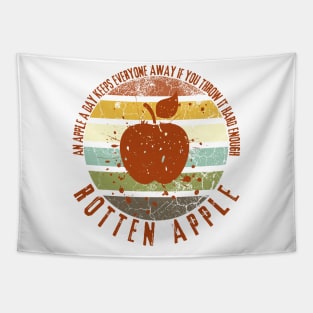 Grunge Sunset Rotten Apple Distressed An Apple a Day Keeps Everyone Away If You Throw It Hard Enough Tapestry