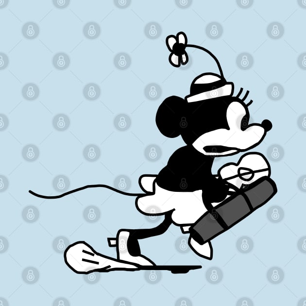 Running Cartoon Girl Mouse in Steamboat Willie by ellenhenryart