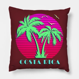 Costa Rica Palm Trees Sunset Pillow