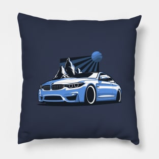 Blue F82 Coupe Mountains Pillow