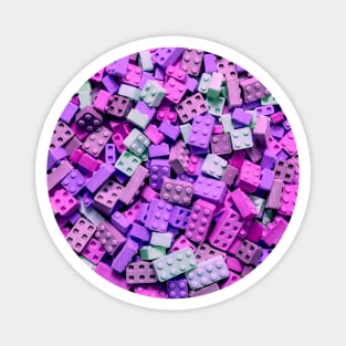 Purple and Pink Colorful Candy Building Blocks and Bricks Photograph Magnet