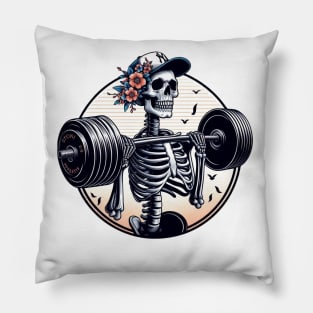 Deadlift Skeleton Pillow