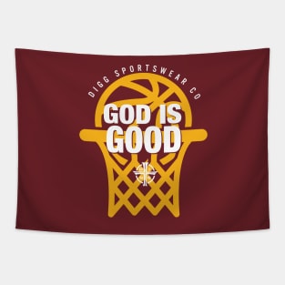 GOD IS GOOD (GOLD & MAROON) Tapestry