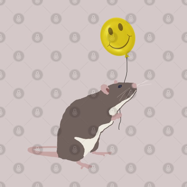 Rat with a Happy Face Balloon by ahadden