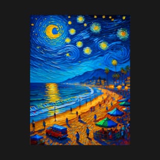 Santa Monica at starry night T-Shirt