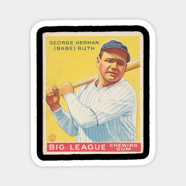 Babe Ruth 1933 Goudey (Yellow) Baseball Card Magnet by BlackBoxHobby