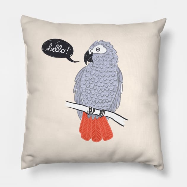 African Grey Pillow by IllustratedActivist