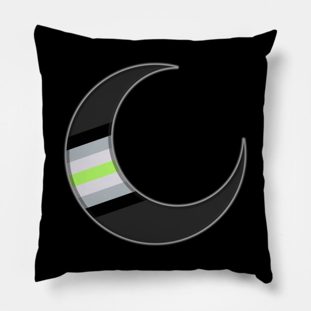 Agender Pride Crescent Moon Pillow by Curse Me Not