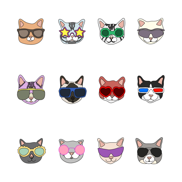 Sunglasses Cats Stickers by notsniwart