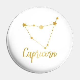 Capricorn Zodiac in Gold Pin