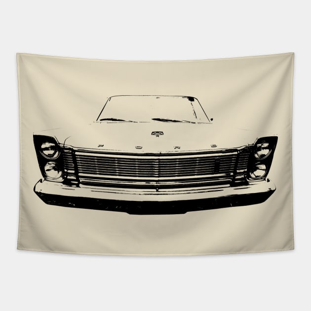 Ford Galaxie 1960s American classic car monoblock black Tapestry by soitwouldseem