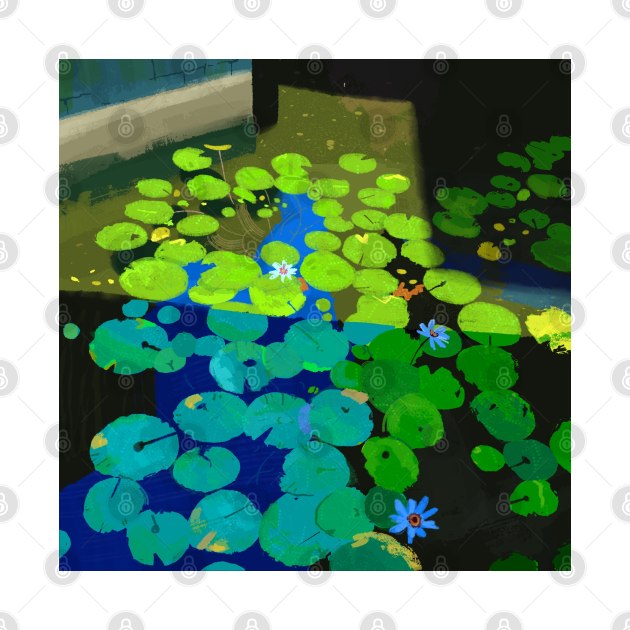 Water Lilies Nature Painting by ashviart