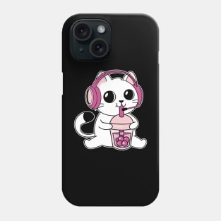 Gamer Cat Drinking Bubble Tea Phone Case