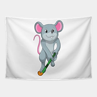 Rat at Hockey with Hockey bat Tapestry