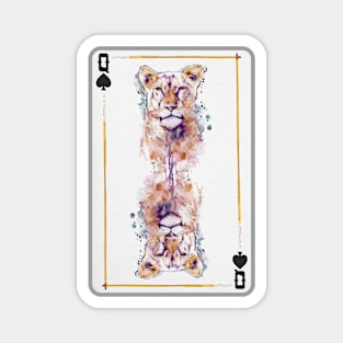 Lioness Head Queen of Spades Playing Card Magnet