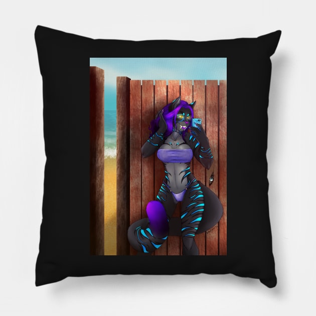 Neah'an: Beach changing room selfie - Tube Bikini Pillow by KeishaMaKainn