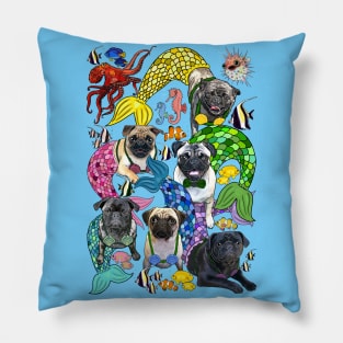 Merpugs of the Sea! Pillow