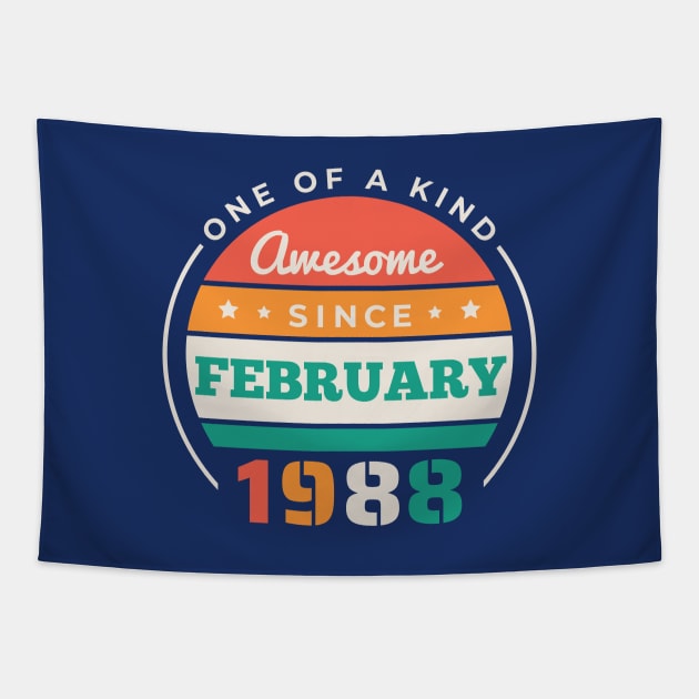 Retro Awesome Since February 1988 Birthday Vintage Bday 1988 Tapestry by Now Boarding