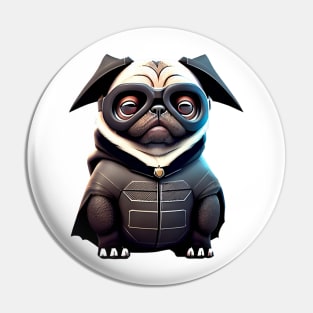 Cute Pug in Bat Costume - Adorable Pug in Bat Suit Design Pin