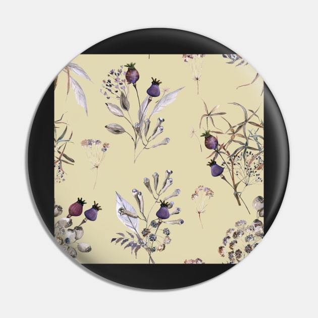 Vintage Floral in Pale Yellow Pin by DiorelleDesigns