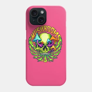 Skull Mushrooms Illustration Phone Case