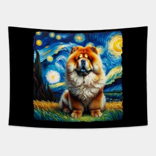 Starry Chow Chow Dog Portrait - Pet Portrait Tapestry