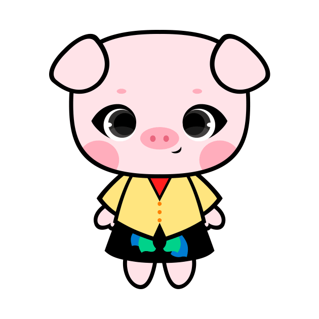 Cute Little Piggy in Ao canh and Black Skirt by alien3287