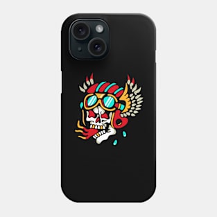 Skull motorcycle biker wings Phone Case