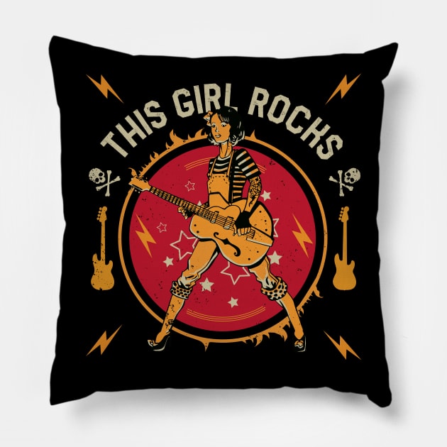 This Girl Rocks // Rock 'n Roll Girl // Guitar Player Pillow by Now Boarding