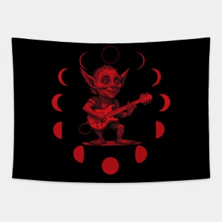 goblin playing guitar moon phase Tapestry