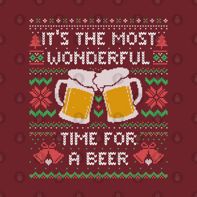 It’s the Most Wonderful Time For a Beer - Funny Quote Ugly Christmas Gift by eduely