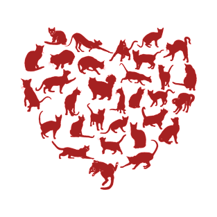 Cute V-Day Cats in a Shape of Heart T-Shirt