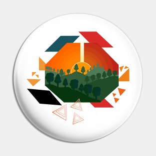 Geometric sunset Pin